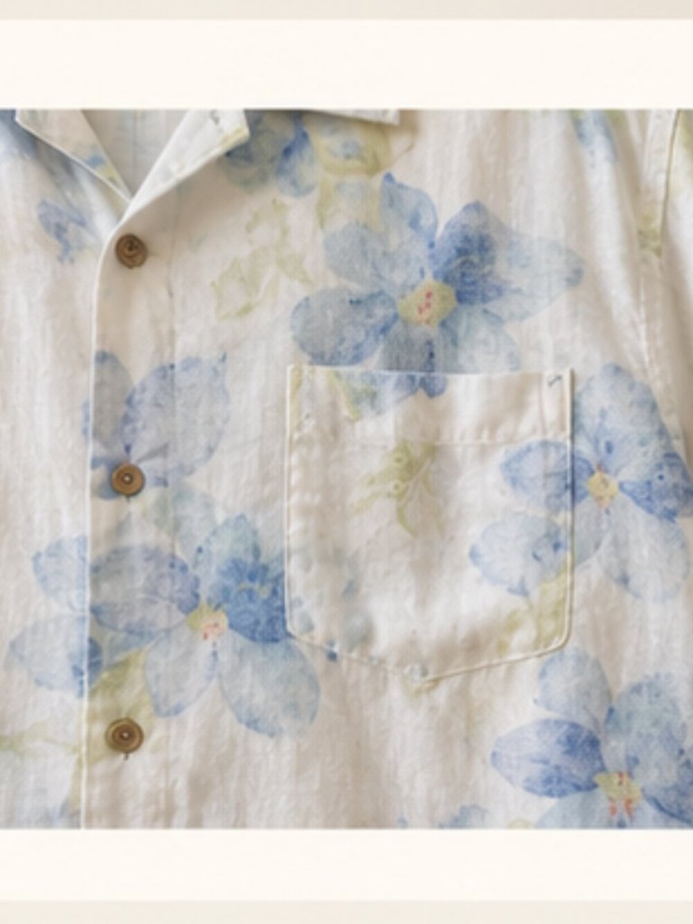 Tommy Bahama 100% Linen Floral Shirt L Blue Hawaiian Resort Coastal Summer Vacay - Picture 5 of 9